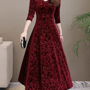 Midi Jurk met A-lijn & V-hals – Amara