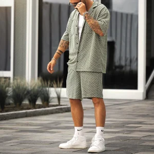 Luchtige Zomerset voor Mannen met Geometrisch Patroon – Noah