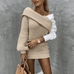 Gebreide jurk met vastgenaaide blouse – Elodie