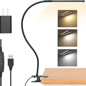 77 LED Bureau Klem Lamp met USB Voeding & Flexibele Gooseneck – Serava