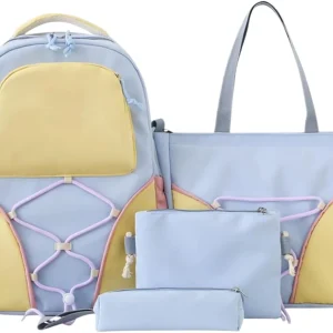 Schooltas Set – Grote Capaciteit Studentenrugzak met Pennenhouder & Tassen – Nivora