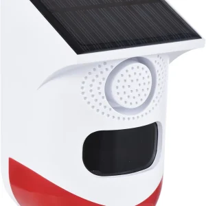 Zonne-energie Bewegingssensoralarm met 120 dB Sirene en LED-stroboscoop – Feronix