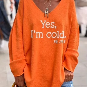 Oversized Dames Trui met V-hals & Patronen – Alenia