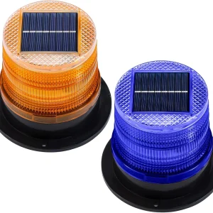 Zonne-energie Amber & Blauwe Magnetische Stroboscooplampen Set – Liora