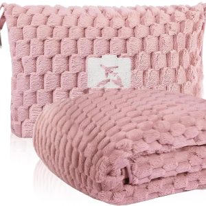 Opvouwbare Flanellen Reisdeken met Kussenzak en Bagage Sleuf – Trevora