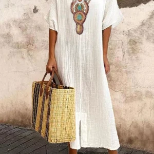 Kaftan Maxi-jurk met Borduursels – Yasmin