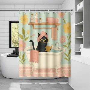 Bedrukte Grappige Douchegordijn - Purrshower