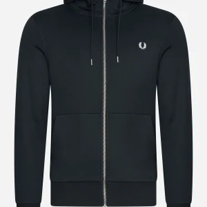 Hooded aw zip through sweatshirt - black