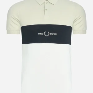 Embroidered panel polo shirt - light oyster