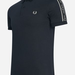 Taped sleeve polo shirt - black