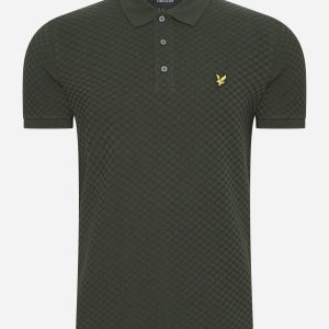Grid texture polo shirt - mountain moss