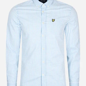 LS slim fit gingham shirt - light blue white