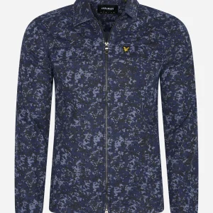 Earth print overshirt - dark navy