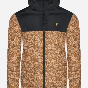 Earth print wadded jacket - jet black