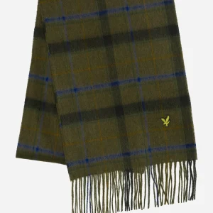 Tartan lambswool scarf - slate blue