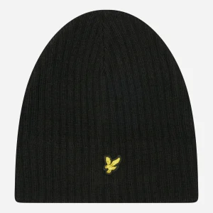 Knitted ribbed beanie - true black