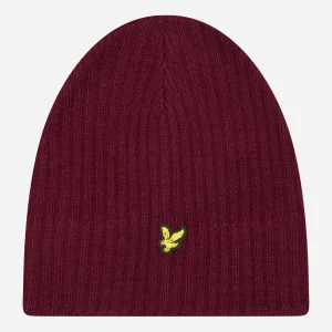 Knitted ribbed beanie - burgundy
