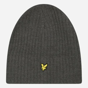 Knitted ribbed beanie - mid grey marl