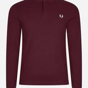 LS plain fred perry shirt - oxblood