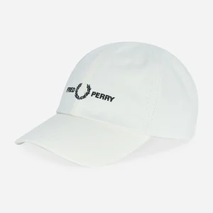 Graphic branded twill cap - snow white