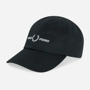 Graphic branded twill cap - black