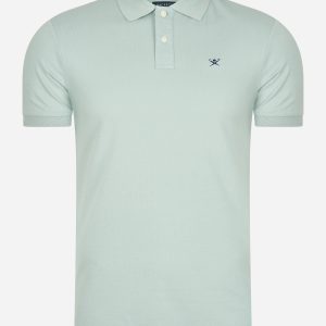 Cotton pique polo shirt - duck egg