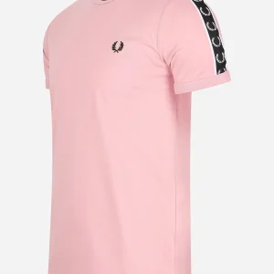Contrast tape ringer t-shirt - chalky pink black