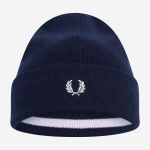 Merino wool beanie - navy snow white