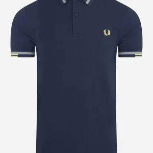 Abstract tipped polo shirt - dark airforce