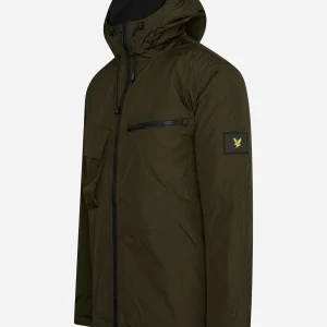 Wadded dual pocket jacket with face guard - olive
