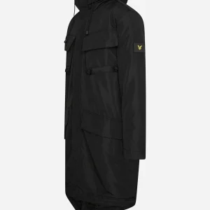 Longline dual pocket parka - jet black