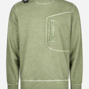 Oil wash crew neck sweat - tea