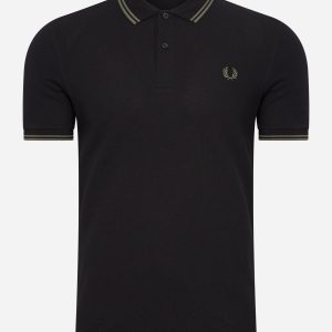 Twin tipped fred perry shirt - black field green