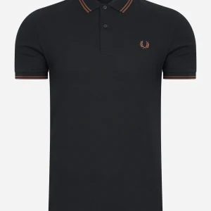 Twin tipped fred perry shirt - black whisky brown