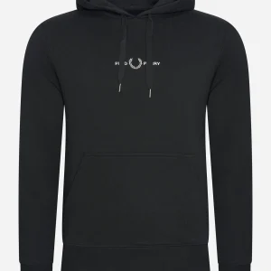 Embroidered hooded sweatshirt - black