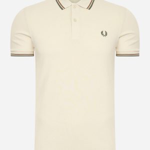 Twin tipped fred perry shirt - oatmeal nut flake field green