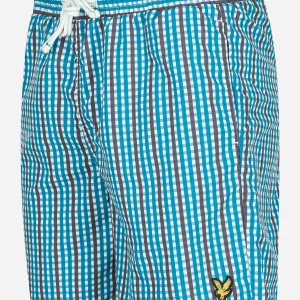 Gingham swim shorts - barrack blue