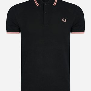 Twin tipped fred perry shirt - black pink peach