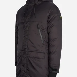 Long line internal padded jacket - jet black
