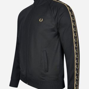 Seasonal taped track jacket - black gold