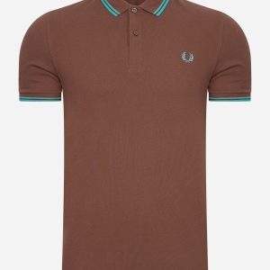 Twin tipped fred perry shirt - whisky brown deep mint