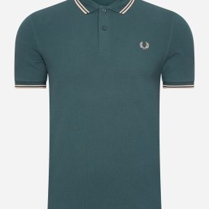 Twin tipped fred perry shirt - petrol blue