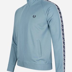 Contrast tape track jacket - ash blue navy