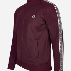 Seasonal taped track jacket - oxblood gunmetal