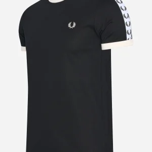 Taped ringer t-shirt - black
