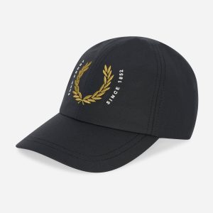 Laurel wreath ripstop cap - black