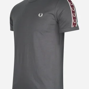 Contrast tape ringer t-shirt - gunmetal oxblood