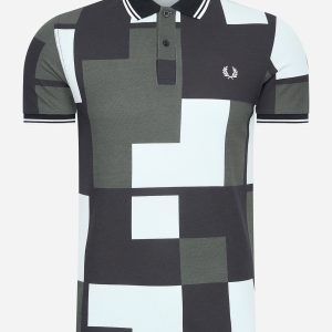 Pixel print fred perry shirt - light ice