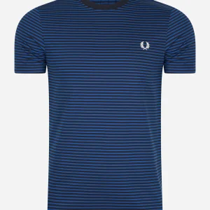 Fine stripe t-shirt - shaded cobalt navy