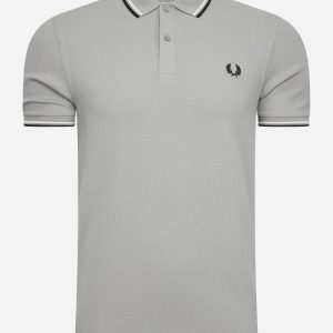 Twin tipped fred perry shirt - limestone ecru black